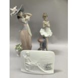 Three Lladro pieces: Paris in Bloom, For the Best Performance & a collectors society plaque.