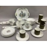 A quantity of ceramics comprising Suzie Cooper, five cups and saucers, side plate, bowls and Suzie