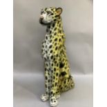 An Italian pottery cheetah by Paolo Maron, realistically modelled, measuring 78cm high