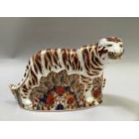 Royal Crown Derby figure of a Tiger with gold stopper, 13cm high