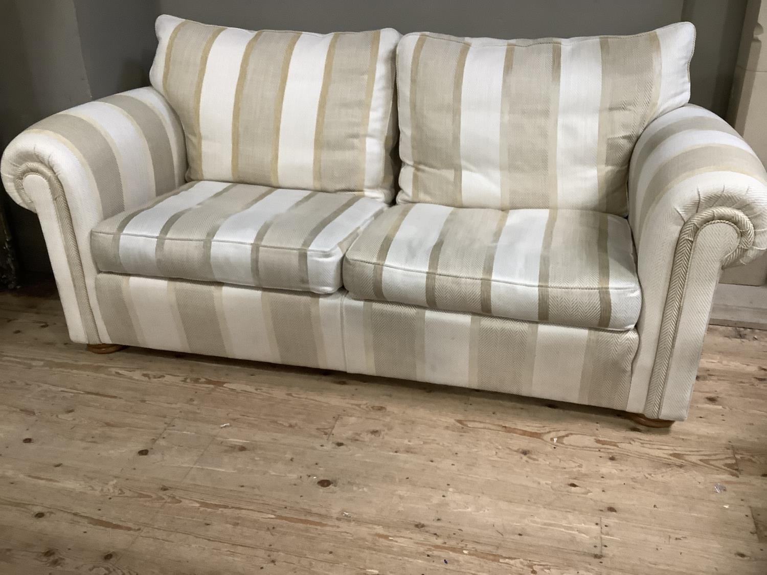 A Duresta three seater sofa upholstered in ecru and cream herringbone fabric together with two - Image 10 of 12