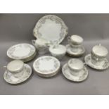 Shelley Caprice pattern tea set comprising six cups and saucers, six tea plates, six side plates,