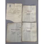 Three cocktail recipes typed on Savoy Hotel London paper, dated 9/11/26 together with another hand