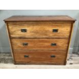 A Victorian satin wood campaign chest with colonnade ends with lift up top with three long drawers