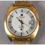 A TISSOT GENTLEMAN'S SEASTAR AUTOMATIC DATE WRISTWATCH c1970 in rolled gold cushion case with