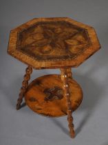 A LATE 19TH CENTURY JERUSALEM OLIVE WOOD OCCASIONAL TABLE, of octagonal outline, the surface of