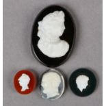 A GROUP OF FOUR LATE 18TH AND EARLY 19TH CENTURY CAMEO DOUBLETS including a small oval white paste