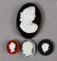 A GROUP OF FOUR LATE 18TH AND EARLY 19TH CENTURY CAMEO DOUBLETS including a small oval white paste