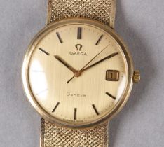 AN OMEGA GENTLEMAN'S GENÈVE MANUAL DATE WRISTWATCH, c1971, in 9ct gold case, jewelled lever date