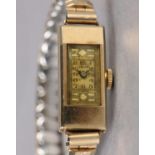 A UNICORN ART DECO LADY'S DRESS WATCH c1931 in a rectangular 9ct gold case by Rolex Watch Co no 5748