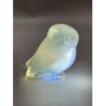 A LALIQUE OPALESCENT GLASS OWL, signed to underside Lalique France, 5.5cm high