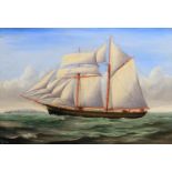 W W ROBERTS early 20th century, Sailing ship off Lundy, oil on canvas, signed and dated 1908 to