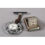 A VERTEX PURSE WATCH, c1935, in a rectangular steel and leather case no 310 3106412, Swiss