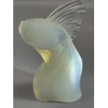 A FRENCH ETLING OPALESCENT GLASS FAN TAILED GOLD FISH, moulded mark, 12cm high