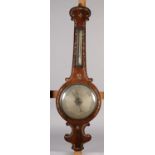 A 19TH CENTURY ROSEWOOD WHEEL BAROMETER - THERMOMETER by G Hillinger, Ely, inlaid with mother of
