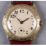 A GENTLEMAN'S DRESS WRISTWATCH c1928 in 9ct gold hinged case no 32779, Swiss 15 jewelled lever