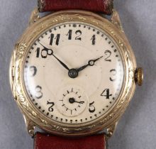 A GENTLEMAN'S DRESS WRISTWATCH c1928 in 9ct gold hinged case no 32779, Swiss 15 jewelled lever