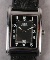 AN ORIS AUTOMATIC DATE WRISTWATCH IN A STAINLESS STEEL TANK CASE NO 583-7400-40/45-01, signed 17