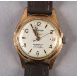 A BASSIN GENTLEMAN'S AUTOMATIC DATE WRISTWATCH, c1950, in rolled gold case with stainless steel