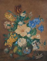 ENGLISH SCHOOL (Early 20th century), Still life of summer flowers held in a vase with snail, another