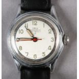 AN ORIS MANUAL WRISTWATCH, C1960, IN CHROMED CASE WITH STAINLESS STEEL SCREW BACK, 15 jewelled lever