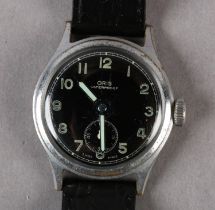 AN ORIS MANUAL WRISTWATCH, C1960, IN CHROMED CASE WITH STAINLESS STEEL SCREW BACK, jewelled level