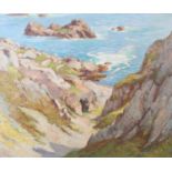 ARR FRANCIS PATRICK MARTIN (Scottish, 1883-1966) Iona - St Martin's Caves coastal seascape, oil on