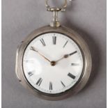 A GEORGE III VERGE POCKET WATCH BY J WALTON LONDON, in silver paired case by Sarah Clerke London