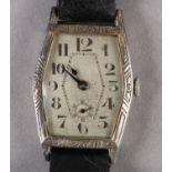 A GENTLEMAN'S ART DECO DRESS WRISTWATCH c1930 in lozenge shaped silver hinged v-case no 16703 with