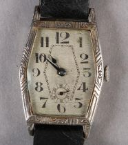 A GENTLEMAN'S ART DECO DRESS WRISTWATCH c1930 in lozenge shaped silver hinged v-case no 16703 with