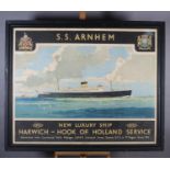 LNER POSTER - SS Arnhem New Luxury Ship Harwich to Hook of Holland Service, the North Sea ferry