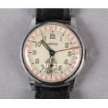 AN ERESCO GENTLEMAN'S MANUAL DATE WRISTWATCH, c1950, in chromed case no 1335, 15 jewelled lever