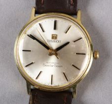 A TISSOT GENTLEMAN'S SEASTAR SEVEN AUTOMATIC DATE WRISTWATCH, c1975, in rolled gold case, jewelled