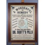 DR SCOTT'S PILLS - A Wonderful Remedy, a printed advertising poster with illustration of a box of Dr