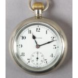A LNER POCKET WATCH BY RECORD C1920 in a heavy nickel screw back and bezel case no 1135812, engraved