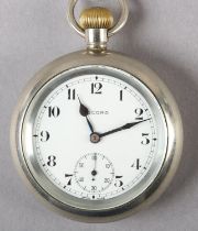 A LNER POCKET WATCH BY RECORD C1920 in a heavy nickel screw back and bezel case no 1135812, engraved