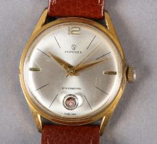 A SERVICES GENTLEMAN'S MANUAL DATE WRISTWATCH in rolled gold case with stainless steel screw back,