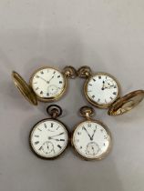 Four early to mid 20th century pocket watches, all in rolled gold cases including one half hunter