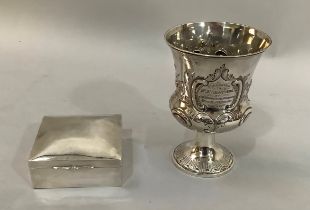 A Victorian silver goblet, London 1855 for William Robert Smily, baluster bell like form, foliate