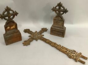 Ecclesiastical architectural salvage - a pair of late 19th/early 20th century cast iron church grave