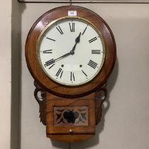 A Victorian walnut drop down clock by Newhaven Clock Company Anglo-American clocks, having a cream