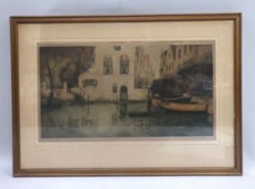 After Van Neste, A. A continental canal scene with boatman and bridge, lithograph, 322 out of an