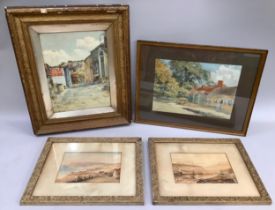 W.H. Burns, early 20th Century house and stable, a pair, watercolour, signed, 36.5cm x 27cm,