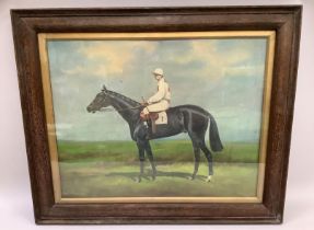 L Mallender, Tudor Minstral, race horse with jockey up, watercolour and gouache, titled to lower