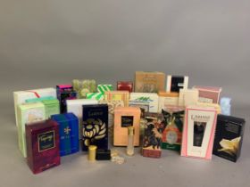 Boxed perfume bottles, empty, from the Judith Elliott collection: various brands to include