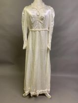 A 1930’s style full-length cream wedding dress, worn in the 1950's, in Yorkshire, the sweetheart