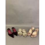 L K Bennet: three pairs, the first being nude/soft pink sling backs with front half-bow detail, size