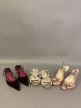 L K Bennet: three pairs, the first being nude/soft pink sling backs with front half-bow detail, size