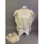 A quantity of Edwardian whites, linen and old lace: an Edwardian blouse with long sleeves and pin