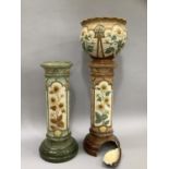 Early 20th century jardiniere and stand moulded in relief with sunflowers and scalloped edge, in